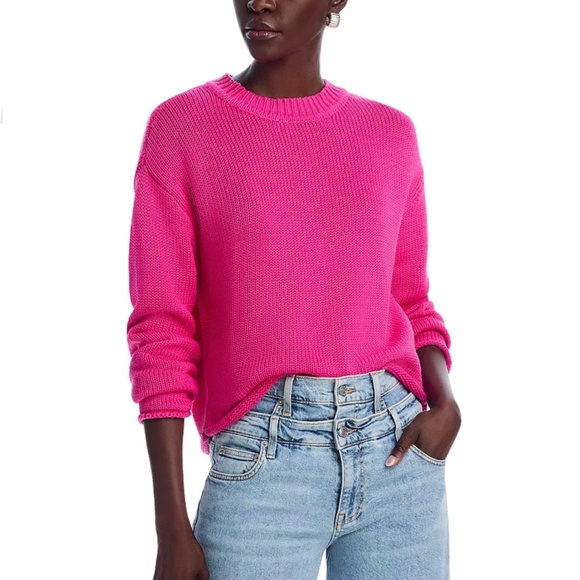 AQUA Drop Shoulder Crewneck Knit Sweatshirt Sweater – Pink – Size S – NWT - Picture 6 of 6